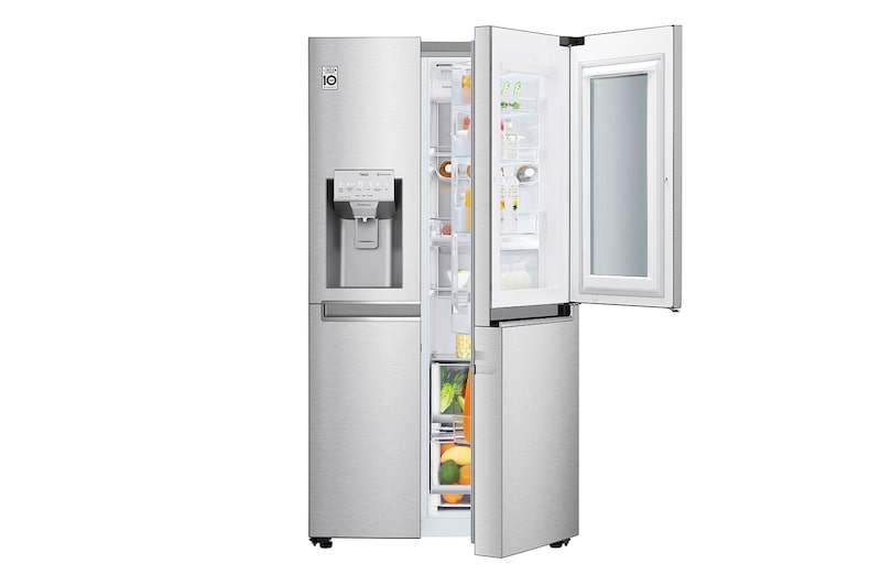 LG Side-by-Side mit InstaView Door-in-Door™ | 625 Liter Kapazität | Eis-, CrushedIce-und Wasserspender | Festwasseranschluss | Total No Frost | DoorCooling+™ |ThinQ®, GSX960NECE