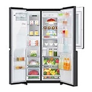 LG Side-by-Side mit InstaView Door-in-Door™ | 625 Liter Kapazität | Eis-, Crushed Ice-und Wasserspender | 4L Wassertank | Total No Frost | DoorCooling+™ | ThinQ®, GSX961MCCE
