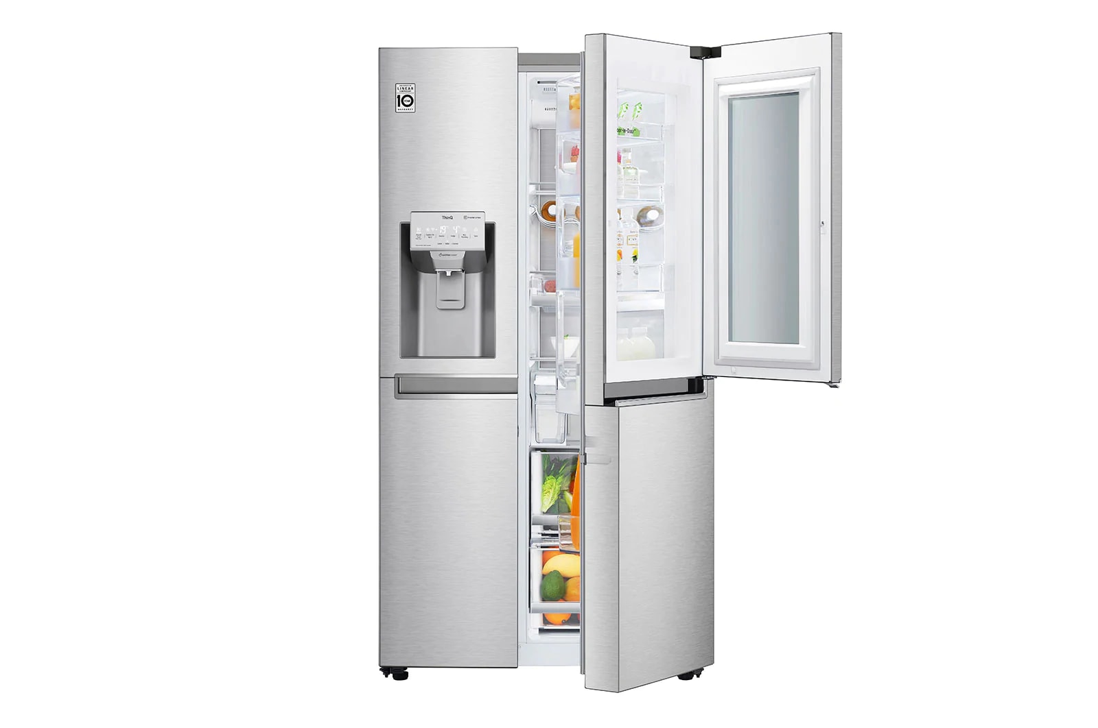 LG Side-by-Side mit InstaView Door-in-Door™ | 625 Liter Kapazität | Eis-, Crushed Ice-und Wasserspender | kein Festwasseranschluss | Total No Frost, GSX971NEAE