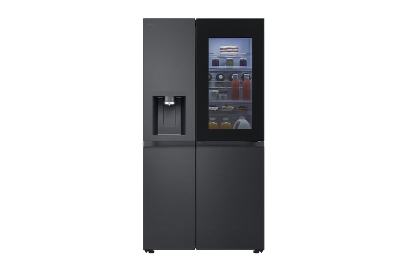 Vorderansicht von Side-by-Side Kühlschrank mit InstaView Door-in-Door® (D, 628L, 179cm hoch) mit Eis-, Crushed Ice- und Wasserspender, Festwasseranschluss & Craft Ice | GSXE90EVDD
