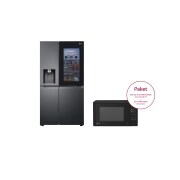 Vorderansicht von Side-by-Side mit InstaView Door-in-Door® | 635 Liter Kapazität | Festwasseranschluss | Matte Black Steel | LG GSXV90MCDE &amp; Solo-Mikrowelle | EasyClean | 20 Liter Kapazität | Leistung: 700 Watt | MS2042D GSXV90MCDE.MS2042D