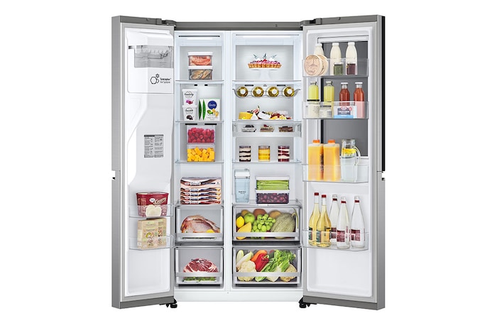 LG Side-by-Side mit InstaView Door-in-Door ™ | Eis-, Crushed Ice- und Wasserspender | 635 Liter Kapazität | Interner Wassertank 4L | LG GSXV91PZAE, GSXV91PZAE