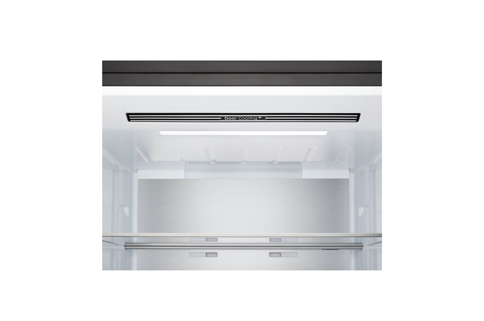 Front view top door open with food