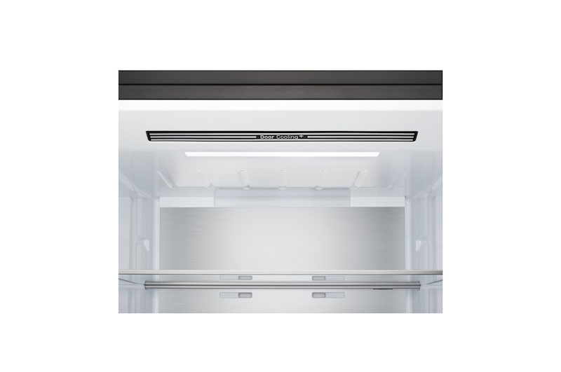 Front view top door open with food