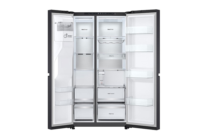 LG Side-by-Side Kühlschrank (B, 623L, 179cm hoch) mit Eis-, Crushed Ice- und Wasserspender & internem Wassertank | GSLE91EVAB, GSLE91EVAB