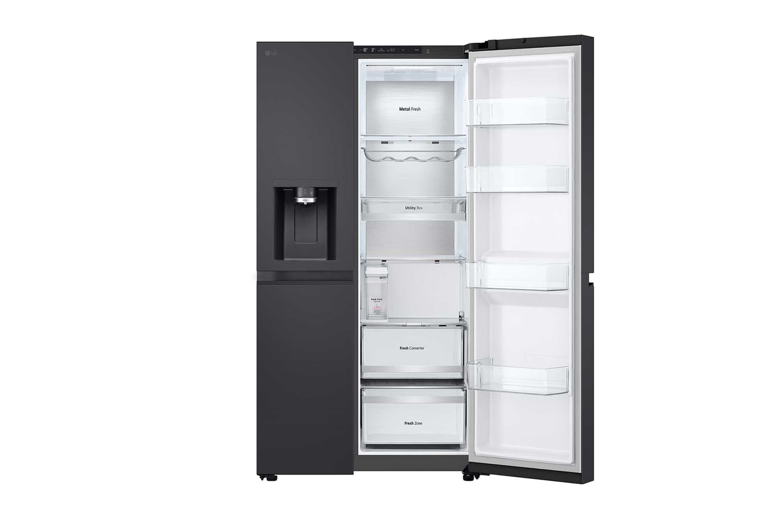 LG Side-by-Side Kühlschrank (B, 623L, 179cm hoch) mit Eis-, Crushed Ice- und Wasserspender & internem Wassertank | GSLE91EVAB, GSLE91EVAB