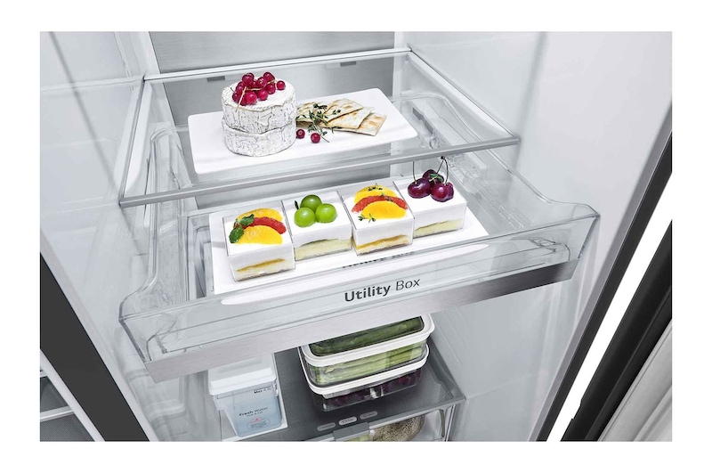 LG Side-by-Side Kühlschrank (B, 623L, 179cm hoch) mit Eis-, Crushed Ice- und Wasserspender & internem Wassertank | GSLE91EVAB, GSLE91EVAB