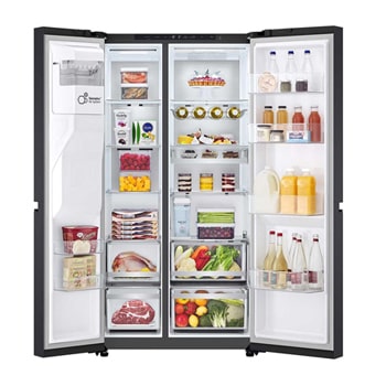 LG Side-by-Side Kühlschrank (B, 623L, 179cm hoch) mit Eis-, Crushed Ice- und Wasserspender & internem Wassertank | GSLE91EVAB, GSLE91EVAB