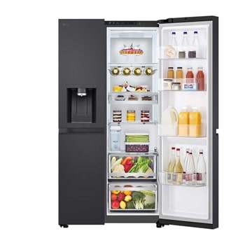 LG Side-by-Side Kühlschrank (B, 623L, 179cm hoch) mit Eis-, Crushed Ice- und Wasserspender & internem Wassertank | GSLE91EVAB, GSLE91EVAB