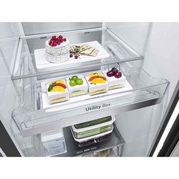 LG Side-by-Side Kühlschrank (B, 623L, 179cm hoch) mit Eis-, Crushed Ice- und Wasserspender & internem Wassertank | GSLE91EVAB, GSLE91EVAB