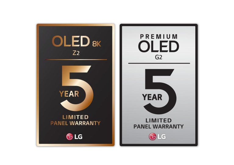 Logo der 5-Jahres-Garantie auf den Z2. Logo der 5-Jahres-Garantie auf den G2.