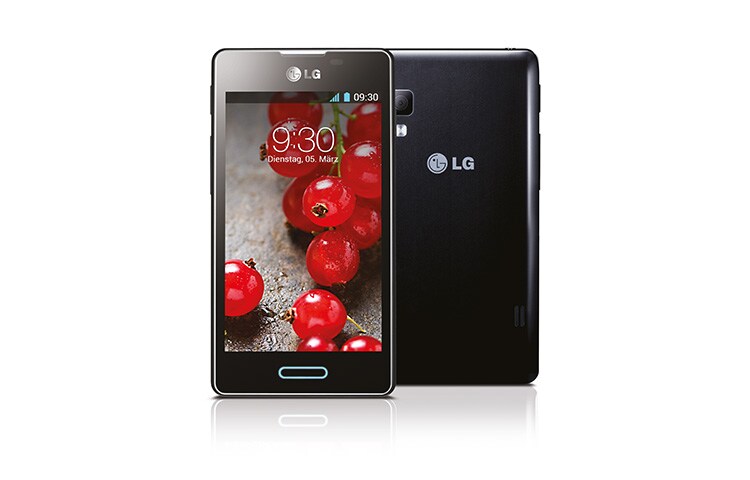 LG OPTIMUS L5'' Android Smartphone mit 4 Zoll IPS Full-Touchdisplay, 1 GHz Prozessor, 5MP Kamera mit Panoramafunktion und NFC, E460