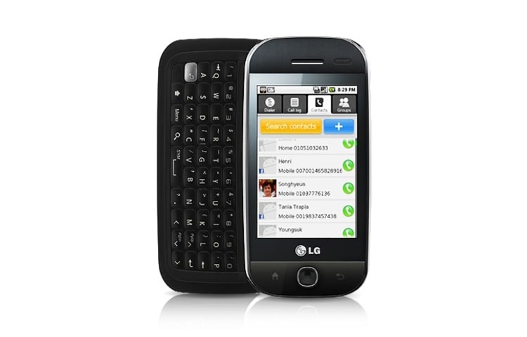 Vorderansicht von Android Slider der neuesten Generation mit QWERTZ-Tastatur GW620