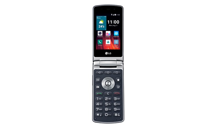 Vorderansicht von LG WineSmart Android Mobiltelefon mit 1,1 GHz Quadcore-Prozessor, 1 GB RAM Arbeitsspeicher und 3,15 MP Kamera H410