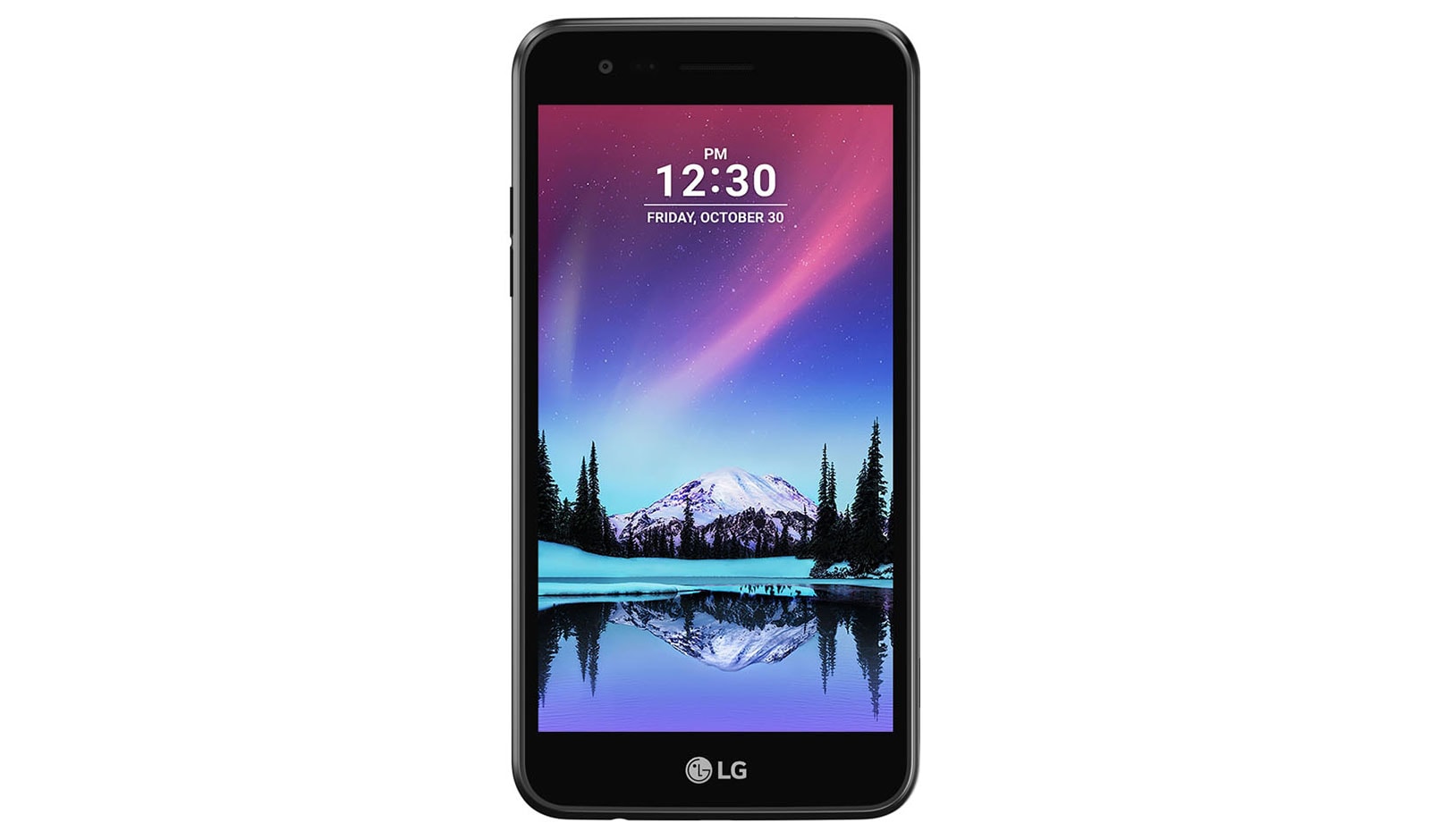 Vorderansicht von Einsteiger-Smartphone mit starkem 2500mAh Akku und 5 Megapixel Selfie-Kamera mit Auto Shot LG K4 (2017)