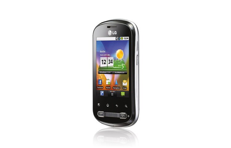 LG OPTIMUS ME Einsteiger-Smartphone mit hochwertigem 2,8 Zoll Display, MP3 Player, Kopfhöreranschluss und erweiterbarem Speicher, P350