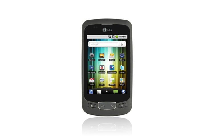 Vorderansicht von OPTIMUS One Smartphone mit 3,2-Zoll-HVGA-Bildschirm, 3 MP Kamera und Android 2.2 Froyo P500