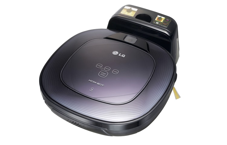LG Quadratischer Roboterstaubsauger in schwarzem 3D-Design mit 2 integrierten Kameras, Antistoßkontrolle und 7 Reinigungsprogrammen, VR6270LVMB