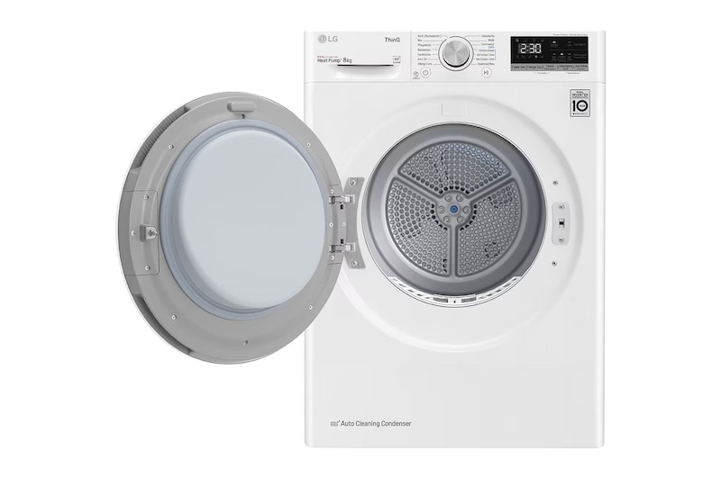 LG Trockner mit Dual Inverter Wärmepumpentechnologie | Automatisch selbstreinigender Kondensator | 8 kg Fassungsvermögen | Wi-Fi-Funktion | Energieeffizienzklasse A+++, V3R08T