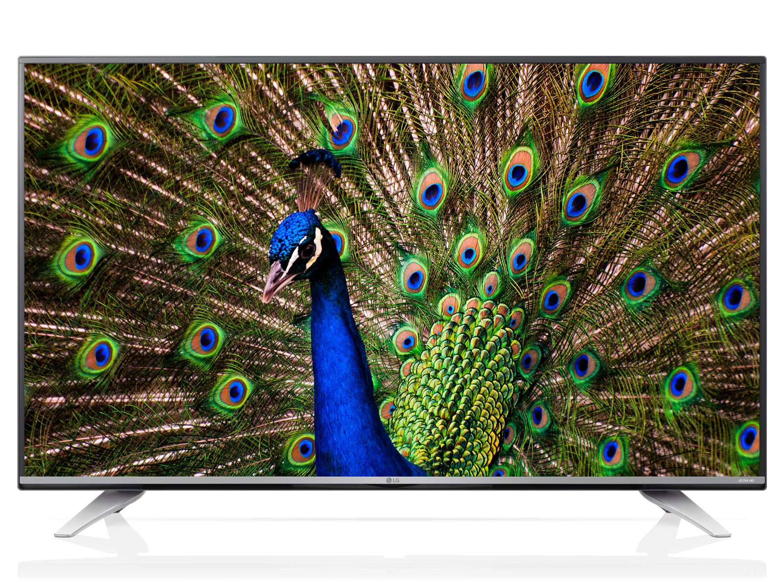 Vorderansicht von ULTRA HD TV von LG mit einer Bildschirmdiagonale von 40&#34;, Dual Metal Design, webOS 2.0 und ULTRA Surround 40UF772V