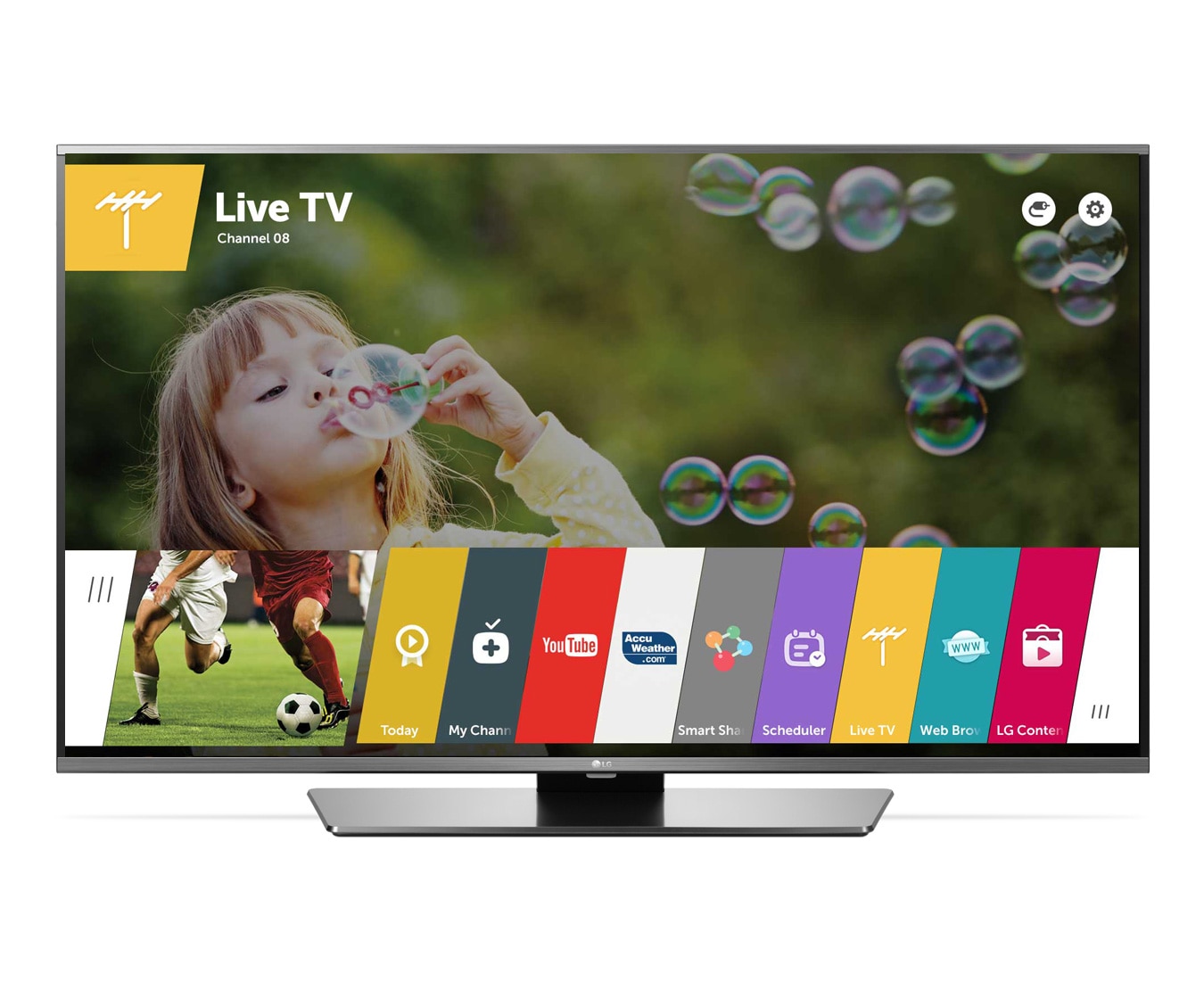 Vorderansicht von LG webOS TV mit einer Bildschirmdiagonale von 49&#34; 49LF632V