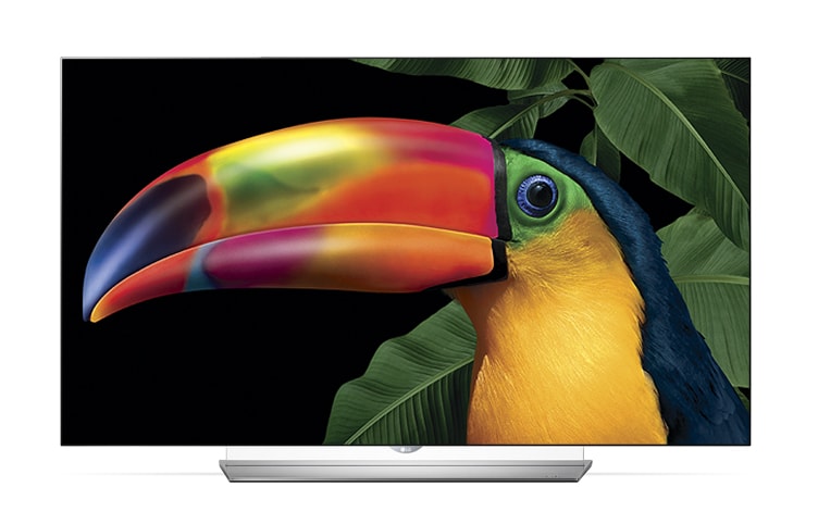Vorderansicht von LG 55EF950V LG OLED 3D TV mit einer Bildschirmdiagonale von 55&#34;, Cinema Screen und Sound designed by Harman Kardon 55EF950V