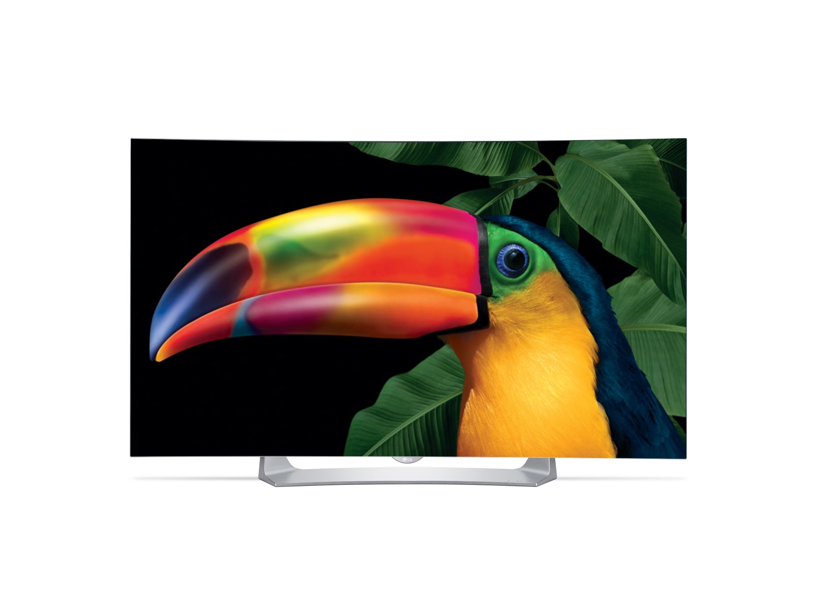 Vorderansicht von LG 55EG910V CURVED OLED TV mit gebogenem 139 cm (55 Zoll) Display, webOS 2.0 und Magic Remote Control 55EG910V