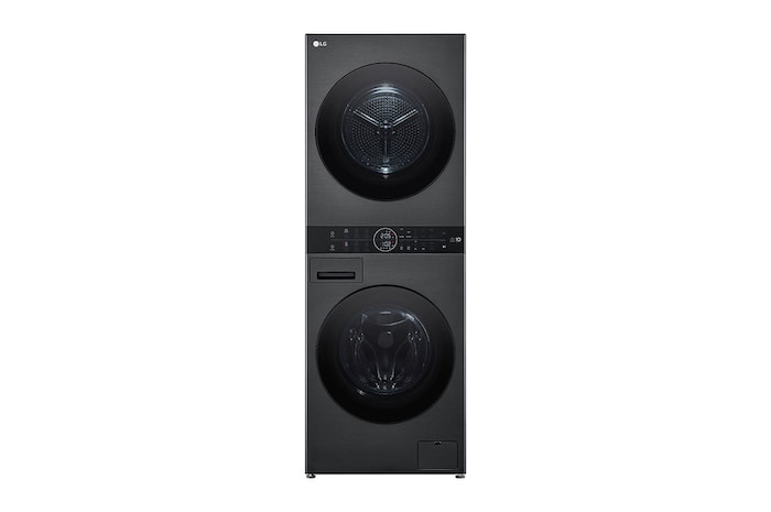 LG WashTower Schwarz (Waschmaschine: A, 12kg, 1350 U./Min.; Trockner: A+++/C, 10kg) Waschmaschine & Trockner in einem Gerät I WT1210BBF, WT1210BBF