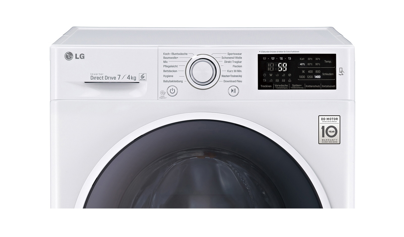 LG Waschtrockner mit 6 Motion Direct Drive™-Technologie. 7 kg Waschen / 4 kg Trocknen bei nur 45 cm Gerätetiefe., F12U2HDM1NH