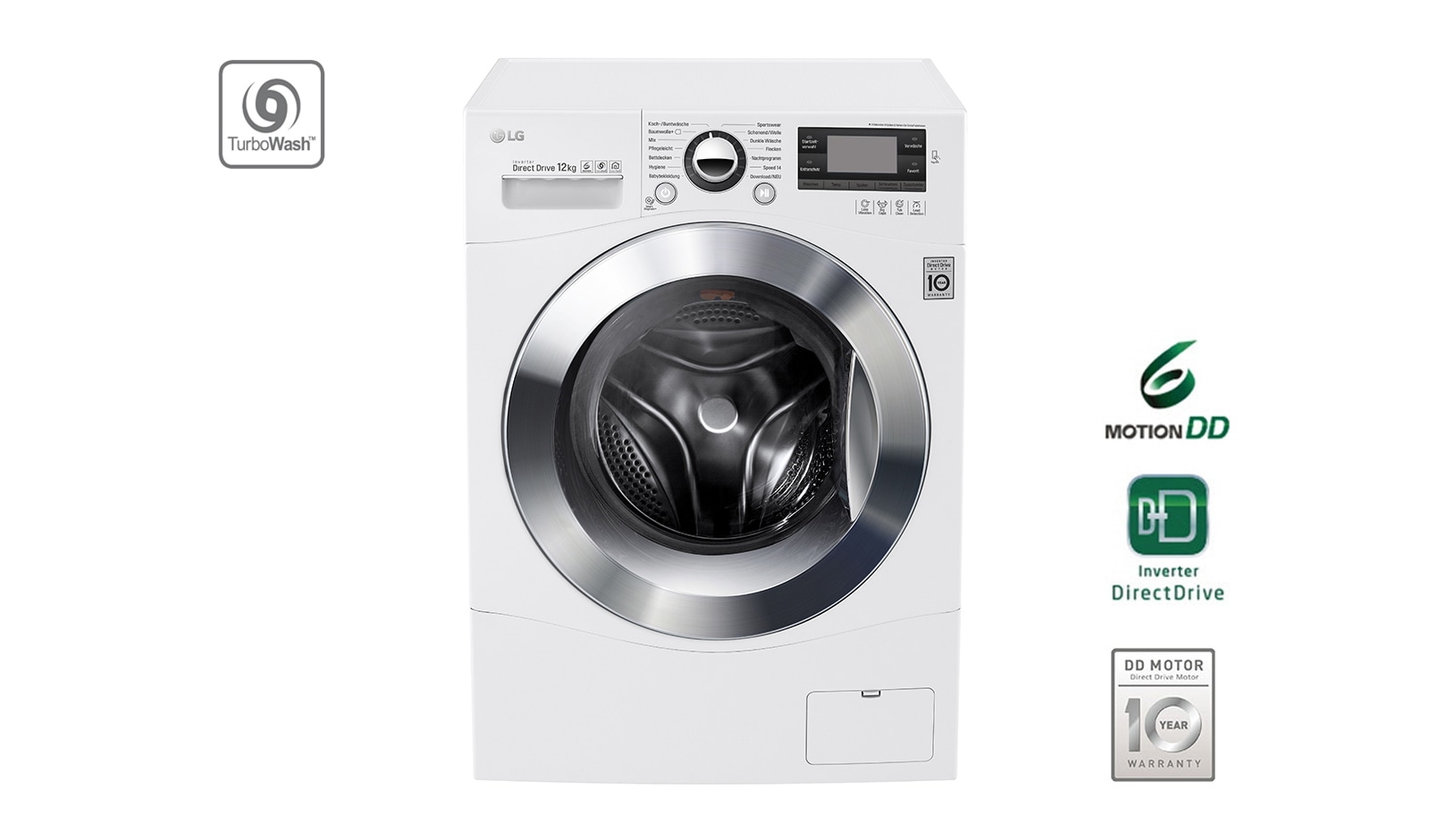 LG Waschmaschine mit TurboWash™, 12 kg Fassungsvermögen und Tag On NFC Funktion, F1495BDN2H