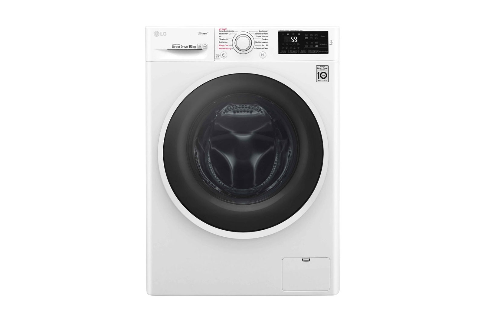 Vorderansicht von LG Waschmaschine mit Steam-Funktion | 10 KG Fassungsvermögen | Tag On NFC Funktion F14WM10ES0