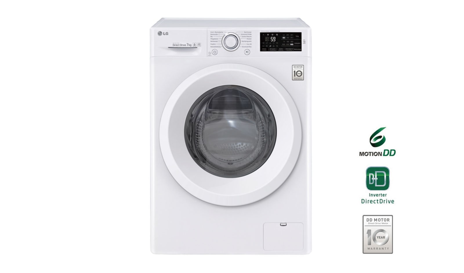 Vorderansicht von Waschmaschine | 7kg | 6 Motion Direct Drive™ | Inverter Direct Drive™ F14WM7LN0