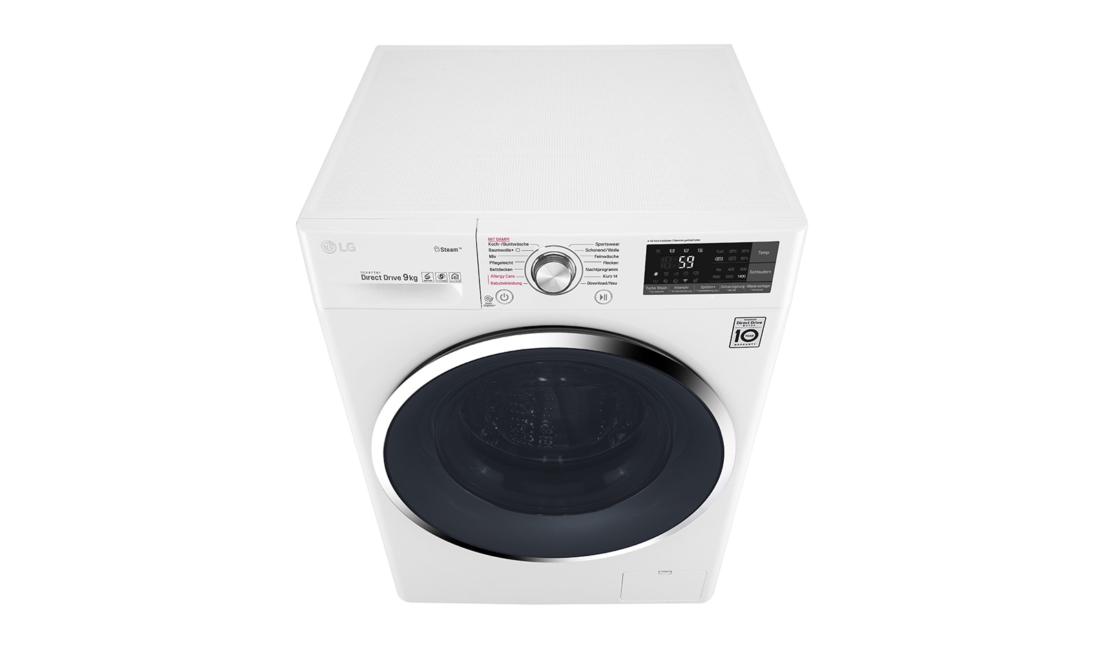 LG Waschmaschine mit 9kg Fassungsvermögen, Dampfprogramm und Smart Diagnosis™, F14WM9TS2