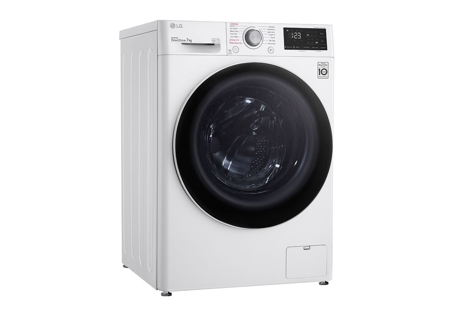 LG Waschmaschine mit 7 kg Kapazität | 1.200 U/Min. | Weiß mit weißem Bullaugenring | SLIM FIT | F2V3SLIM7, F2V3SLIM7