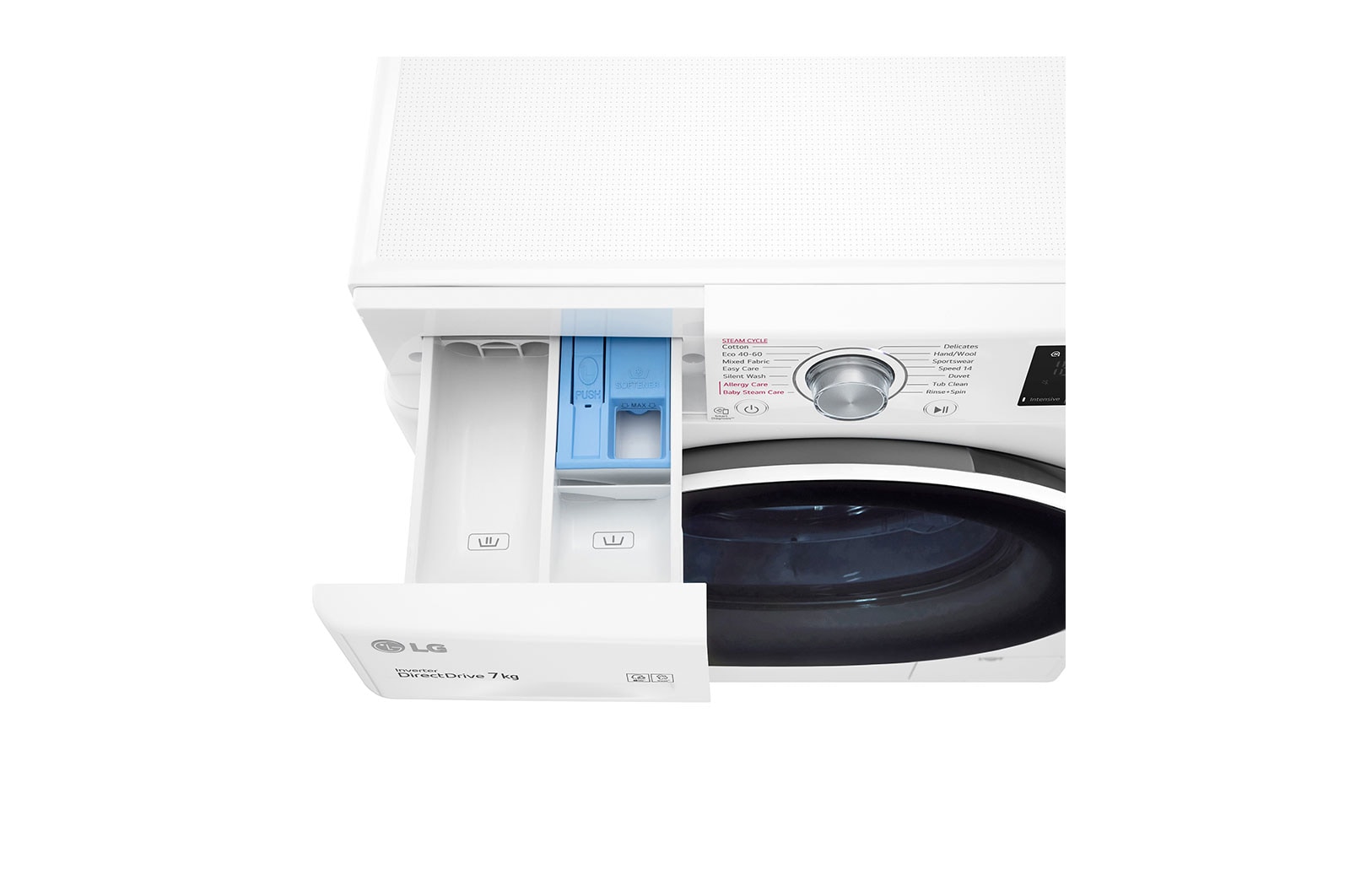 LG Waschmaschine mit 7 kg Kapazität | 1.200 U/Min. | Weiß mit weißem Bullaugenring | SLIM FIT | F2V3SLIM7, F2V3SLIM7