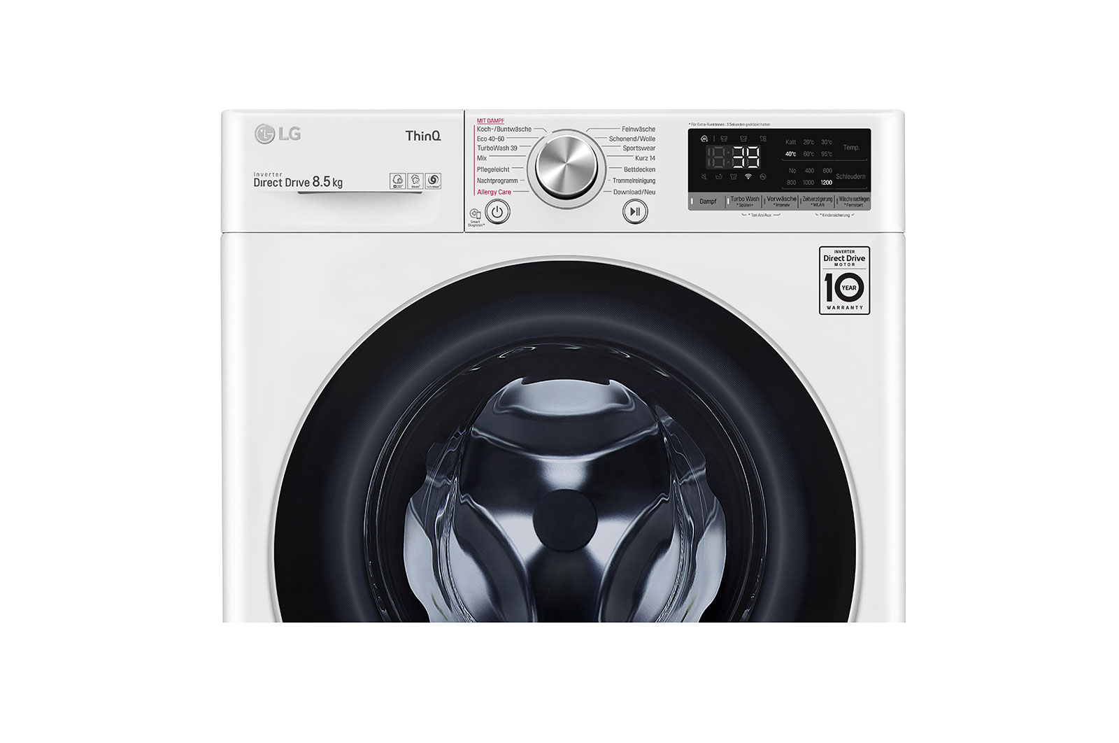 LG SLIM Waschmaschine | 8,5 kg | AI Direct Drive™ | Steam| TurboWash™ 360° | ThinQ® | LG F2V7SLIM8E, F2V7SLIM8E