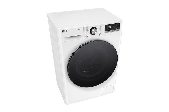 LG Waschmaschine mit 9 kg Kapazität | Slim Fit | EEK A | 1200 U./Min. | Weiß mit schwarzem Bullaugenring | F2V7SLIM9, F2V7SLIM9