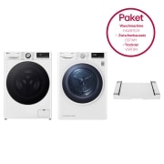 Vorderansicht von Trockner | 9KG LG V5RT9N &amp;  Waschmaschine mit 13 kg Kapazität | EEK A | F4WR703Y &amp;  Zwischenbaurahmen für Waschmaschinen und Trockner F4WR703Y.V5RTDST