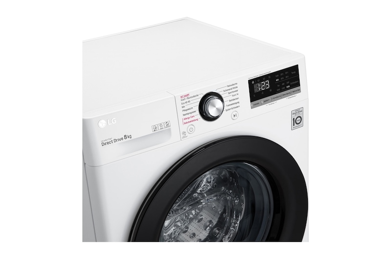 LG Waschmaschine mit AI DD™ | 8 kg | 1400 U/Min| Steam | 6 Motion™| Neue Wohlfühl-Trommel | LG F4WV308SB, F4WV308SB
