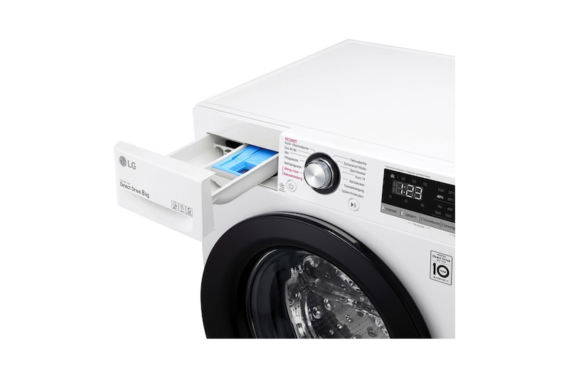 LG Waschmaschine mit AI DD™ | 8 kg | 1400 U/Min| Steam | 6 Motion™| Neue Wohlfühl-Trommel | LG F4WV308SB, F4WV308SB