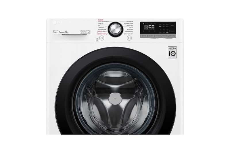 LG Waschmaschine mit AI DD™ | 8 kg | 1400 U/Min| Steam | 6 Motion™| Neue Wohlfühl-Trommel | LG F4WV308SB, F4WV308SB