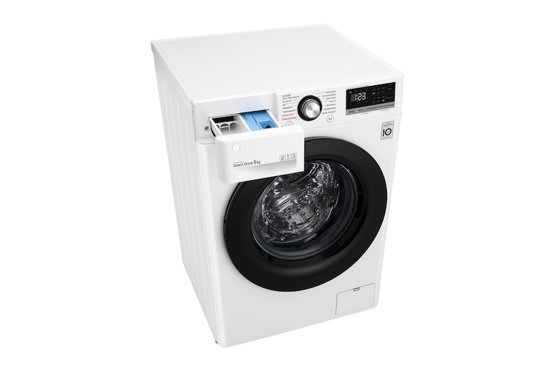 LG Waschmaschine mit AI DD™ | 8 kg | 1400 U/Min| Steam | 6 Motion™| Neue Wohlfühl-Trommel | LG F4WV308SB, F4WV308SB