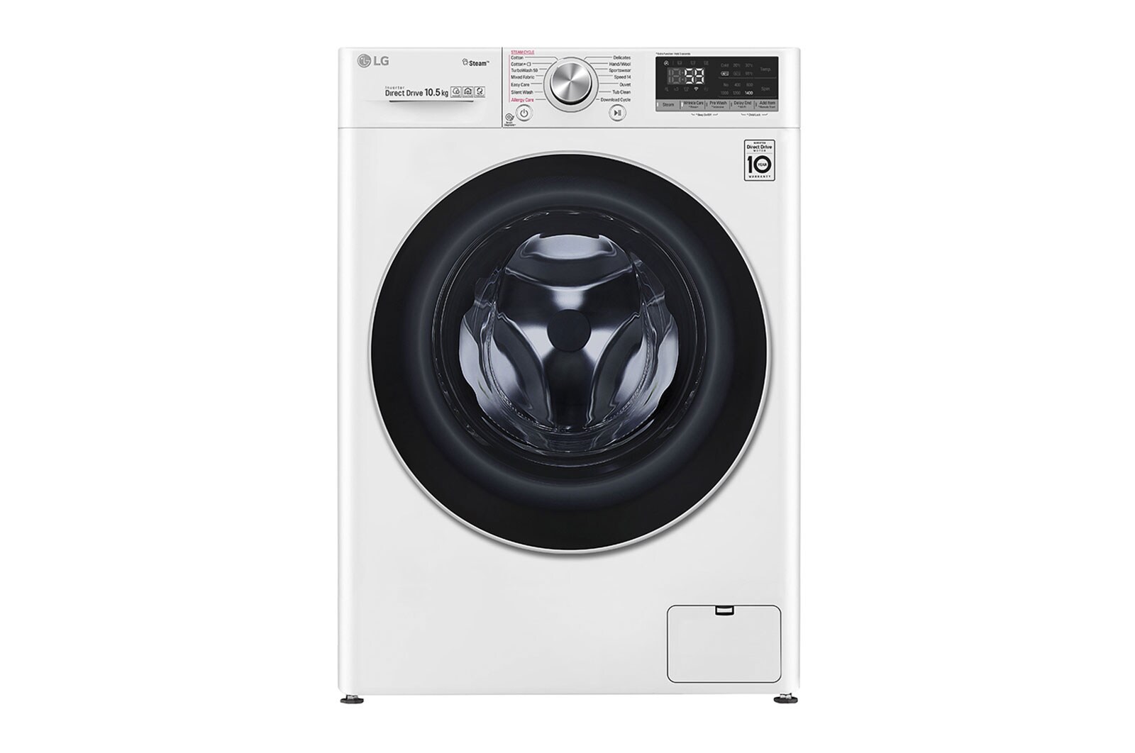 Vorderansicht von Waschmaschine | 10,5 kg | AI DD™ | Steam&#43;™ | TurboWash™ | Aqualock | Neue Wohlfühl-Trommel F4WV710P1