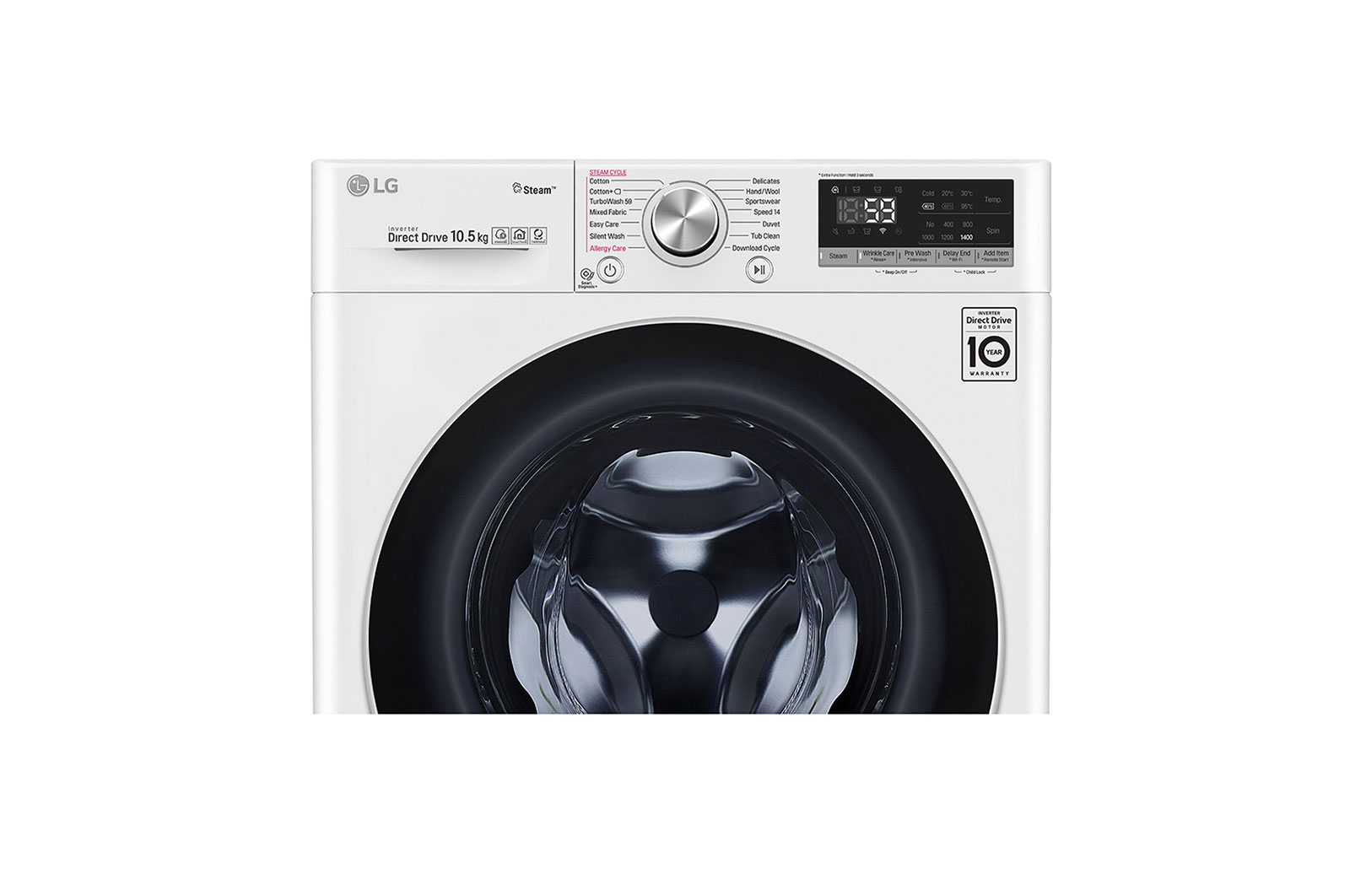 LG Waschmaschine | 10,5 kg | AI DD™ | Steam+™ | TurboWash™ | Aqualock | Neue Wohlfühl-Trommel, F4WV710P1
