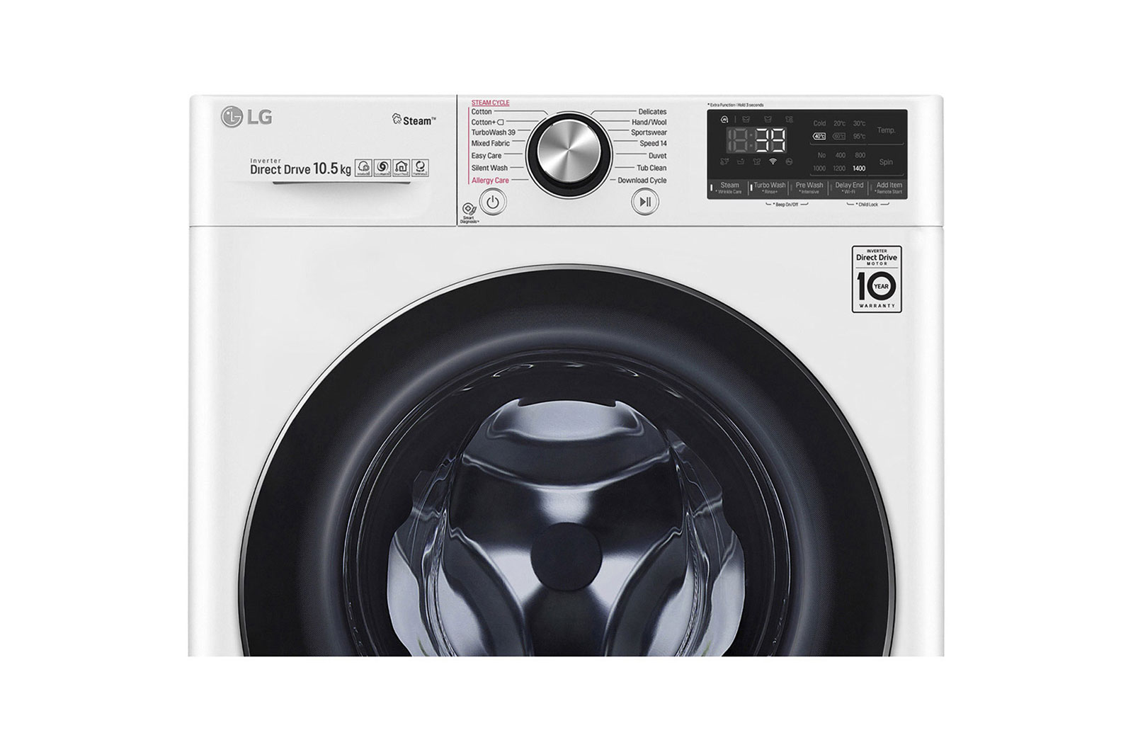 LG Waschmaschine | 10,5 kg| AI DD™ | Steam+™ | TurboWash™360° | Aqualock | Neue Wohlfühl-Trommel, F4WV910P2