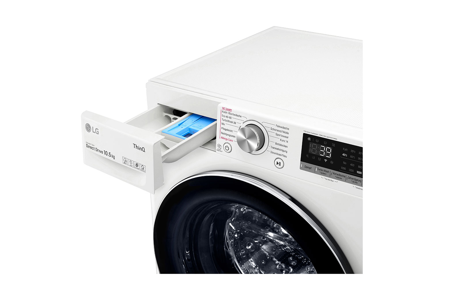 LG Waschmaschine | 10,5kg | AI DD™ | Steam | TurboWash™ 360°, F6W105A