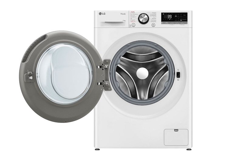 LG Waschmaschine | 11 kg Kapazität | 1560 U./Min. | Weiß | Bullaugenring: schwarz | F6WR701Y, F6WR701Y