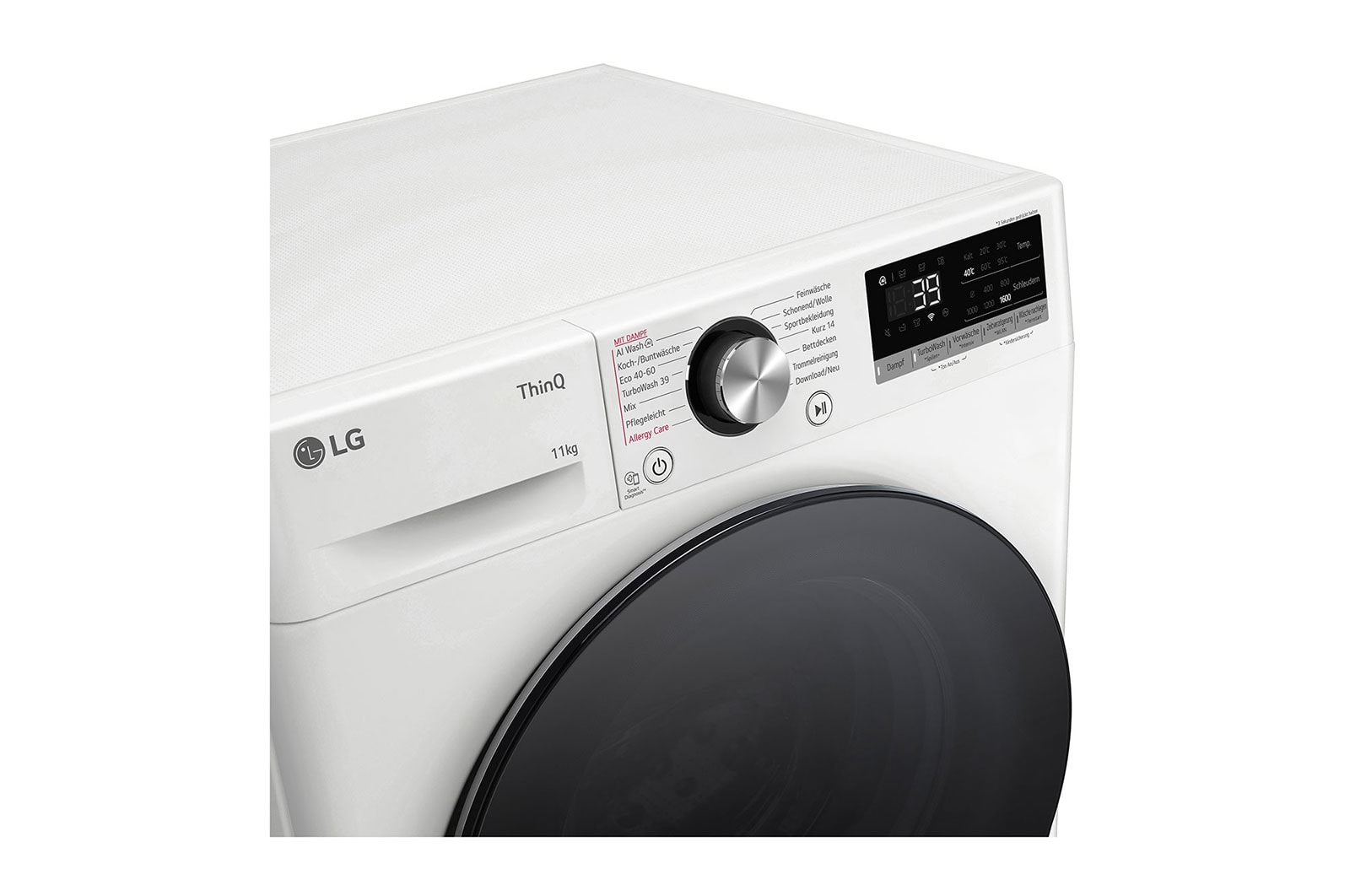 LG Waschmaschine | 11 kg Kapazität | 1560 U./Min. | Weiß | Bullaugenring: schwarz | F6WR701Y, F6WR701Y