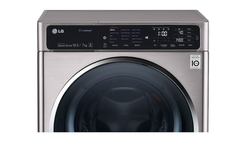 LG Waschtrockner mit ECO Hybrid System, NFC und 6 Motion DirectDrive™. 10,5 Kg Waschen / 7 kg Trocknen., F14U1JBH6NH