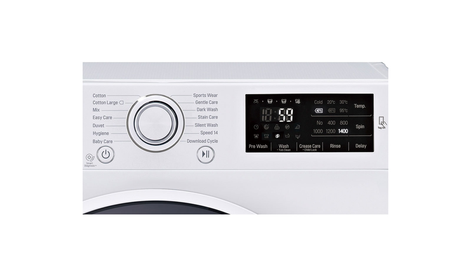 LG Waschmaschine mit 6 Motion Direct Drive™, 9 kg Fassungsvermögen und TurboWash™, F14U2VDN1H